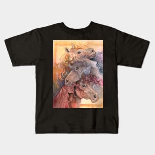 One with the Herd Horses Watercolor Kids T-Shirt